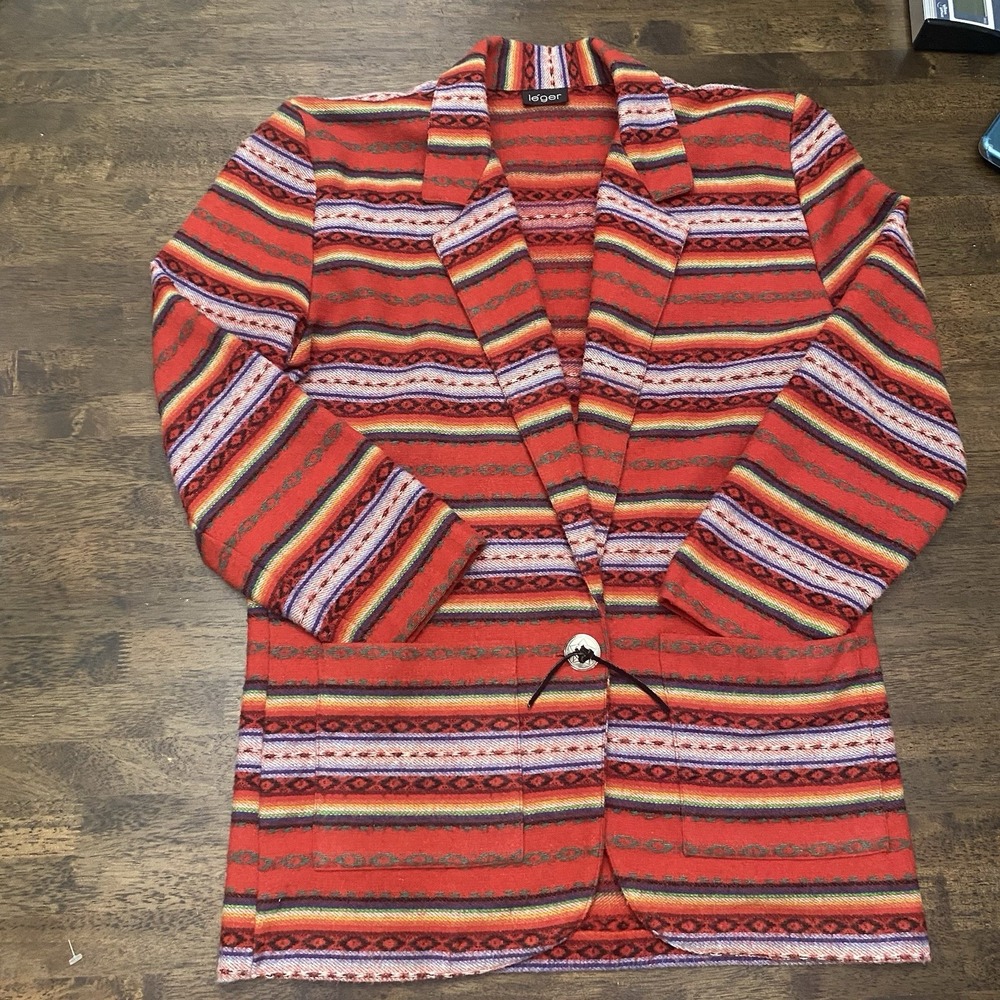 Vintage Cotton Southwestern Aztec Blazer Christmas Rodeo Cowgirl Pit2pit 22"